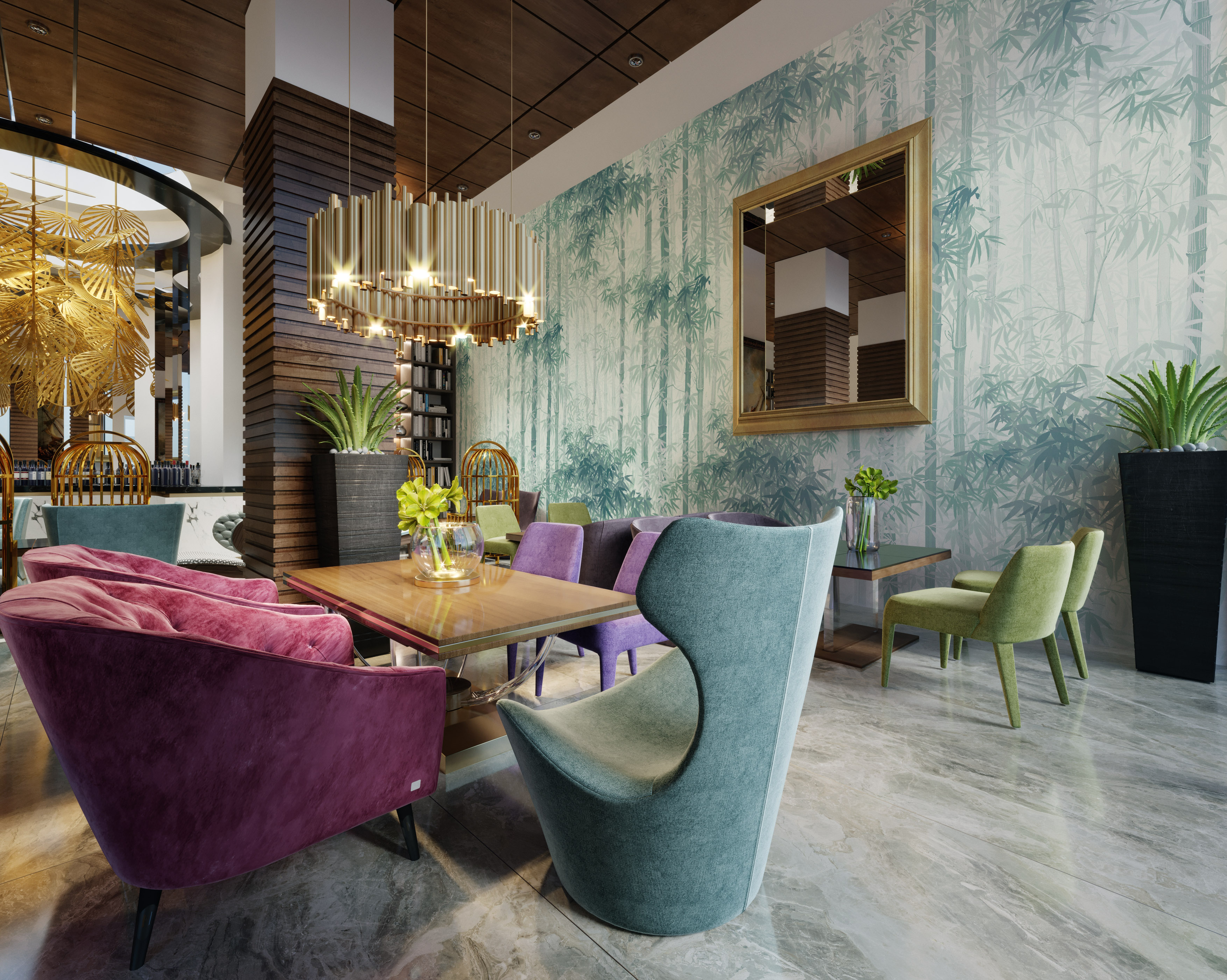 Панно Loymina Пейзаж Бамбуковая роща ART6 005/1 3×3 фото в интерьере